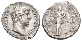 HADRIAN, 117-138 AD. AR, Denarius. Rome.
Obv: HADRIANVS AVG COS III P P.
Laureate head of Hadrian, right.
Rev: VICTORIA AVG.
Victory (Nemesis) adv...
