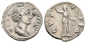 DIVA FAUSTINA I, Died 140/1 AD. AR, Denarius. Rome.
Obv: DIVA FAVSTINA.
Draped bust of Faustina, right.
Rev: AVGVSTA.
Ceres standing left, raising...