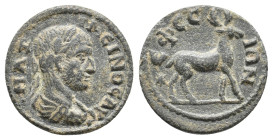 IONIA, Ephesus. Maximinus Thrax, 235-238 AD. AE.
Obv.: MAΞIMЄINOC AYT.
Laureate, draped and cuirassed bust of Maximinus Thrax, right.
Rev.: EΦECIΩN...