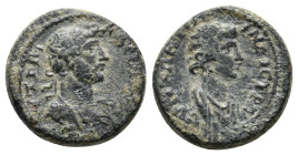 LYDIA, Stratonicea Hadrianopolis. Hadrian, 117-138 AD. AE.
Obv: ΑV ΤΡΑΙ [ΑΔΡΙΑΝΟN].
Laureate and cuirassed bust of Hadrian, right.
Rev: ϹΥΝΚΛΗΤΟϹ Ι...