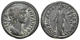 PHRYGIA, Ococleia. Crispina: Late reign of Marcus or early sole reign of Commodus, circa 178-182 AD. Kl. Kalobrotos, asiarch, magistrate. AE.
Obv: ΙƐ...