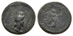 PHRYGIA, Acmonea. Pseudo-autonomous. Time of Nero, 54-68 AD. AE. Lucius Servenius Capito, archon.
Obv.: [ΘEA]N PωMHN AKMONE[IC].
Turreted and draped...