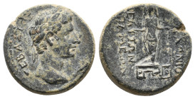 PHRYGIA, Apamea. Augustus, 31 BC-AD 14. Dionysios Apolloniou and Meliton, magistrates. AE.
Obv: ΣΕΒΑΣΤΟΣ.
Laureate head of Augustus, right; to right...
