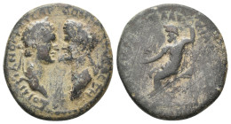 PHRYGIA, Cibyra. Domitia (Augusta) and Domitian (Augustus), 81-96 AD. Klau Bias, high priest, magistrate. AE.
Obv: ΔΟΜΙΤΙΑΝΟϹ ΚΑΙϹΑΡ ΔΟΜΙΤΙΑ ϹƐΒΑϹΤΗ....