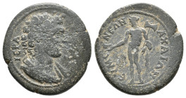 PHRYGIA, Eumeneia. Pseudo-autonomous, circa 180-218 AD. AE, Diassarion.
Rev: IЄPA CYNKΛHTOC.
Draped bust of the Senate, right.
Rev. ЄYΜЄΝЄΩΝ ΑΧΑΙΩΝ...
