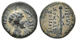 PHRYGIA, Hierapolis. Agrippina II, circa 55 AD. Lo Helouios Optomos, magistrate. AE.
Obv: ΑΓΡΙΠΠΕΙΝΑ ΣΕΒΑΣΤΗ.
Draped bust of Agrippina II, right.
R...