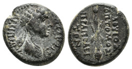 PHRYGIA, Hierapolis. Agrippina II Augusta, 50-59 AD. AE. Lo- Helouios Optomos, magistrate.
Obv: ΑΓΡΙΠΕΙΝΑ ΣΕΒΑΣΤΗ.
Draped bust of Agrippa, right.
R...