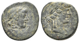 LYCIA, Koinon of Lycia. Late first century BC? AE.
Obv: Laureate head of Apollo, right.
Rev: Draped bust of Artemis, right.
RPC Online, 3330.
Cond...