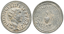 PISIDIA, Antiochia. Philip I 'The Arab', 244-249 AD. AE.
Obv: IMP M IVL PHILIPPVS AV.
Radiate, draped and cuirassed bust of Philip, right.
Rev: COL...