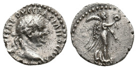 CAPPADOCIA, Caesarea. Vespasian, 69-79 AD. AR, Hemidrachm.
Obv: [AYTOKP KAI]CAP OYЄCΠACIANOC CЄBA.
Laureate head of Vespasian, right.
Rev: Nike adv...