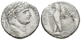 SELEUCIS & PIERIA, Antioch. Nero, 54-68 AD. AR, Tetradrachm.
Obv: NEPΩNOΣ [KAIΣΑΡΟΣ ΣEBAΣTOY].
Laureate bust of Nero, right, wearing aegis.
Rev: Ea...