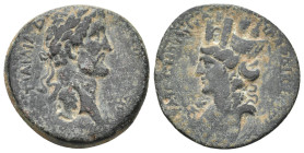 SYRIA, Laodicea ad Mare. Antoninus Pius, 138-161 AD. AE.
Obv: [...] ΤΙ ΑΙΛΙ ΑΔ[Ρ ...].
Laureate-headed bust of Antoninus Pius wearing cuirass and pa...
