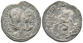 MESOPOTAMIA, Singara. Gordian III with Tranquillina, 238-244 AD. AE.
Obv: AVTOK K M ANT ΓOΡΔIANON CAB TPANKVΛΛINA CЄB.
Laureate, draped and cuirasse...