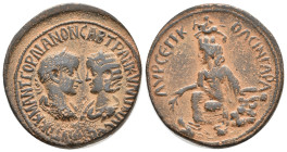 MESOPOTAMIA, Singara. Gordian III with Tranquillina, 238-244 AD. AE.
Obv: AVTOK K M ANT ΓOΡΔIANON CAB TPANKVΛΛINA CЄB.
Laureate, draped and cuirasse...