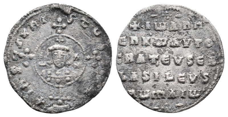 JOHN I TZIMISCES, 969-976 AD. AR, Miliaresion. Constantinople.
Obv: + [IҺSЧ]S X...