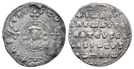 JOHN I TZIMISCES, 969-976 AD. AR, Miliaresion. Constantinople.
Obv: + [IҺSЧ]S XRISTЧS [ҺICA ✷]. / [I]-W-A-N
Cross crosslet set on globus above two s...