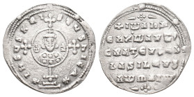 JOHN I TZIMISCES, 969-976 AD. AR, Miliaresion. Constantinople.
Obv: + [IҺSЧS XR]ISTЧS ҺICA ✷. / [I]-[W]-A-N
Cross crosslet set on globus above two s...