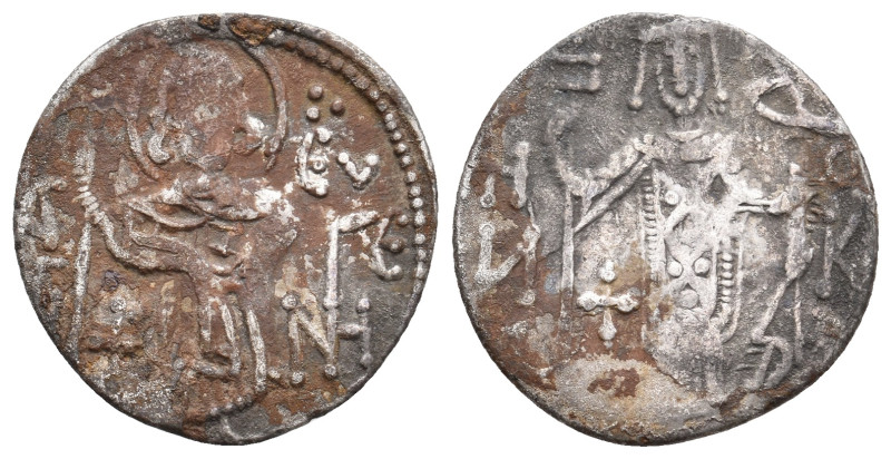MANUEL I COMNENUS, 1238-1263 AD. AR, Asper.
Obv: St. Eugenius standing facing, ...
