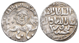 Islamic. Seljuks. Rum. GHIYATH AL-DIN KAY KHUSRAW II, 1237-1246 AD / 634-644 AH. AR, Dirham.
Obv: Lion right, below stars, above sun.
Rev: Arabic le...
