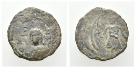 Crusader States. BALDWIN II, second reign 1108-1118 AD. AE, Follis. Edessa.
Obv: Frontal bust of Christ. IC XC in left and right fields.
Rev: Count ...