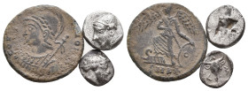 3 GREEK/ROMAN SILVER/BRONZE COIN LOT
See Picture. No return.