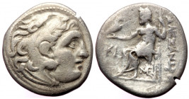 Kingdom of Macedon, AR drachm (Silver, 17,7 mm, 4,02 g), in the name and types of Alexander III, Lampsakos, 310-301 BC.