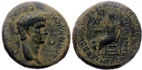 Phrygia, Akmoneia, Nero (54-68), AE (Bronze, 18,8 mm, 4,28 g), struck under magistrate L. Servinius Capito, and his wife