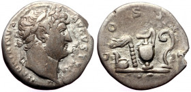 Hadrian (117-138) AR Denarius (Silver, 3.02g, 18mm) Rome, 124-8 AD.