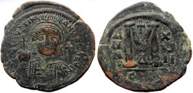 Justinian I (527-565) AE Follis (Bronze, 20.37g, 36mm) Constantinople, Dated RY 17 (543/4).
