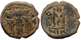 Heraclius & H.Constantine & Martina (610-641) AE Follis (Bronze, 5.34g, 21mm) Nikomedia