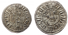 Cilician Armenia, Royal Hetoum I and Queen Zabel (1226-1270) AR Tram (Silver, 2.93g, 22mm) Obv: Queen Zabel and King He