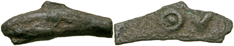 "Skythia, Olbia. Ca. 525-350 B.C. AE cast dolphin (21.9 mm, 1.42 g). ΘY. Anokhin...