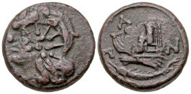 "Cimmerian Bosporos, Pantikapaion. Circa 304-250 B.C. AE 20 (20.5 mm, 7.81 g, 12 h). Wreathed head of beardless satyr left; pseudo-countermark (in die...