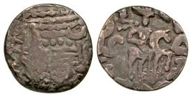 "Khwarezmia. Ramik. mid 6th century A.D. AR drachm (22.2 mm, 3.77 g, 9 h). Type 1. Crowned bust right / Horseman riding right, tamgha behind. Unpublis...