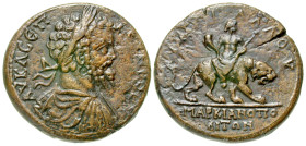 "Moesia Inferior, Marcianopolis. Septimius Severus. A.D. 193-211. AE medallion (37.8 mm, 39.80 g, 5 h). Struck A.D. 201-203. Aurelius Gallus, consular...
