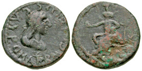 "Bosporus. Sauromates III. A.D. 229/30-231/2. AE denarius (22.6 mm, 7.80 g, 12 h). BACIΛЄωC CAYPOMATOY, draped and diademed bust right / Aphrodite ent...