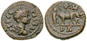"Mysia, Parium. Geta. As Caesar, A.D. 198-209. AE 15 (15.4 mm, 2.11 g, 1 h). SEP GETAS CAI, bare-headed, draped, and cuirassed bust of Geta right, see...