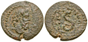 "Mysia, Pergamum. Severan Era, ca. AD 193-235. AE 16 (16.1 mm, 2.71 g, 12 h). Bare head of Asklepios right / ΠEPΓAMHN, serpent coiled right. SNG Franc...
