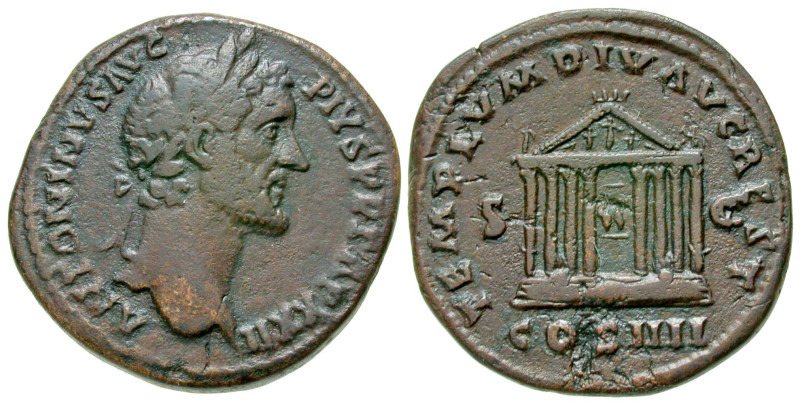 "Antoninus Pius. A.D. 138-161. AE 1 sestertius (32.3 mm, 22.13 g, 6 h). Rome min...