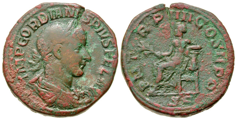 "Gordian III. A.D. 238-244. AE sestertius (32.2 mm, 26.29 g, 1 h). Rome mint, st...