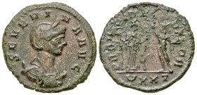"Severina. Augusta, A.D. 270-275. AE antoninianus (21. 7 mm, 3.34 g, 6 h). Ticinum mint, struck A.D. 274. SEVERINA AVG, diademed and draped bust of Se...