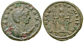 "Severina. Augusta, A.D. 270-275. AE antoninianus (21.9 mm, 3.02 g, 6 h). Ticinum mint, A.D. 275. SEVERINA AVG, draped bust right, wearing stephane, s...