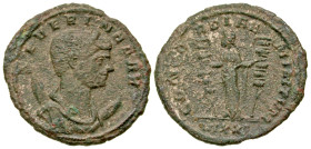 "Severina. Augusta, A.D. 270-275. AE antoninianus (22.6 mm, 3.25 g, 6 h). Ticinum mint, A.D. 275. SEVERINA AVG, draped bust right, wearing stephane, s...