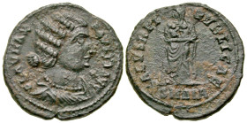 "Fausta. Augusta, A.D. 324-326. AE 3 (19.9 mm, 3.21 g, 11 h). Alexandria mint, Struck A.D. 326. FLAV MAX FAVSTA AVG, draped bust of Fausta right / SAL...