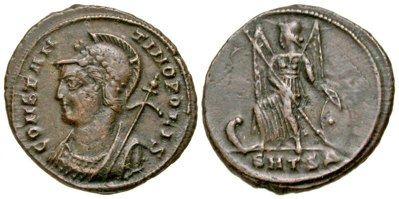 "City Commemorative. A.D. 330-354. AE 3 (19 mm, 2.36 g, 6 h). Thessalonica mint,...