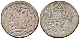 "Abbasid Caliphate. al-Mahdi. 158-169/775-785. Billon dircham (25.9 mm, 2.29 g, 10 h). Bukharhuda type. Distorted Sogdian legend pwx'r xw'b kana in fr...