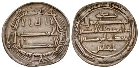 "Abbasid Caliphate. al-Amin. 193-198/809-813. AR dirham (23.7 mm, 2.93 g, 9 h). Madinat al-Salam mint, dated AH 195 (A.D. 810/11). Citing Al-Abbas rab...