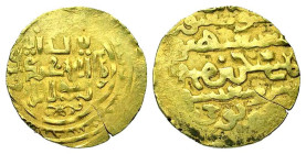 "Ilkhans (Mongols of Persia), 1st Period: Local Coinage. Gaykhatu. 690-694/1291-1295. AV dinar (23.1 mm, 5.03 g, 3 h). Tabriz mint, A.H. 694-696. Albu...