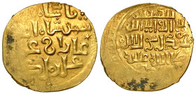"Ilkhans (Mongols of Persia), Pre-reform coinage. Ghazan Mahmud. 694-703/1295-1304. AV dinar (22.4 mm, 4.39 g, 9 h). NM, ND Mint, AH 694-696. Album 21...