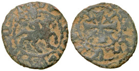 "Armenian Kingdom, Cilician Armenia. Smpad. 1296-1298. AE pogh (19.3 mm, 1.55 g). Smpad on horseback riding right, head facing, holding scepter / Cros...